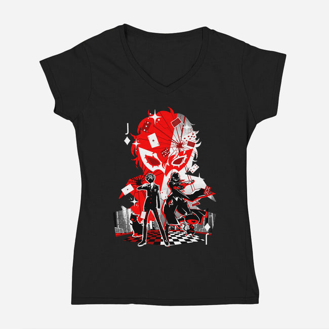 The Trickster-Womens-V-Neck-Tee-hypertwenty