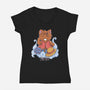 Pirate Maneki Neko-Womens-V-Neck-Tee-ellr