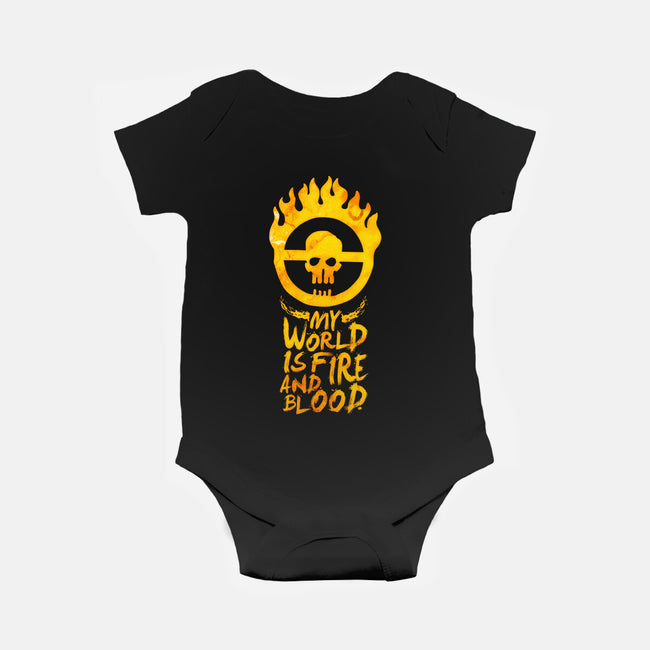 My World Is Fire-Baby-Basic-Onesie-demonigote