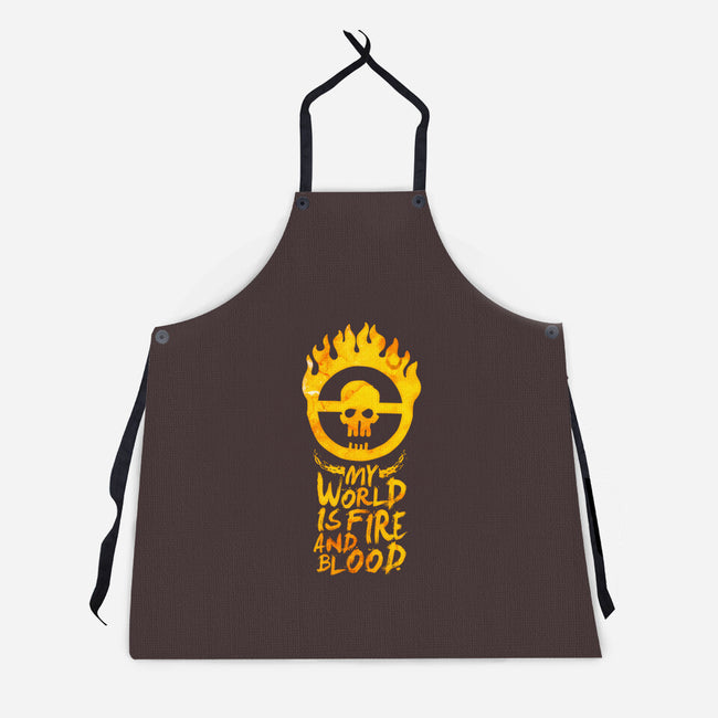 My World Is Fire-Unisex-Kitchen-Apron-demonigote