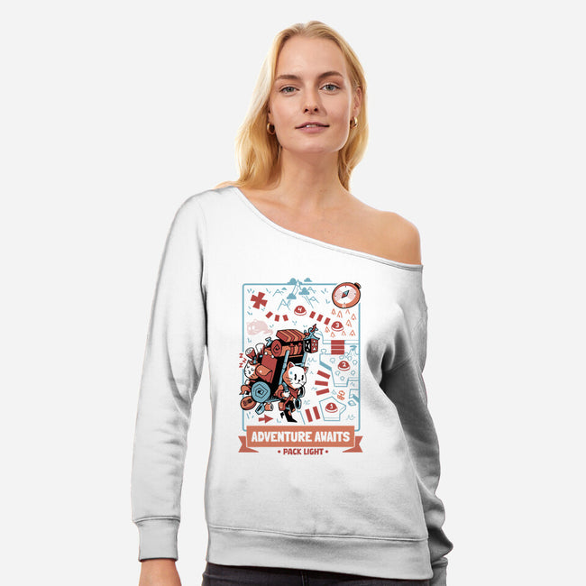 Adventure Awaits Pack Light-Womens-Off Shoulder-Sweatshirt-Heyra Vieira