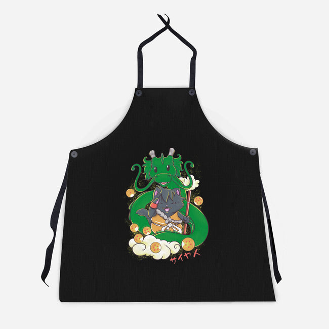 Saiyan Maneki Neko-Unisex-Kitchen-Apron-ellr