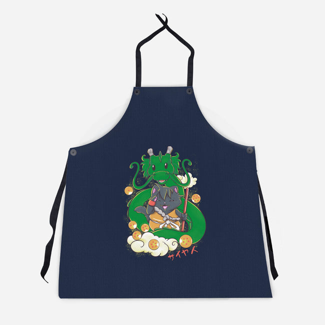 Saiyan Maneki Neko-Unisex-Kitchen-Apron-ellr