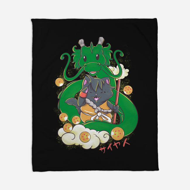 Saiyan Maneki Neko-None-Fleece-Blanket-ellr