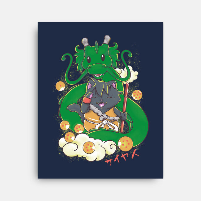 Saiyan Maneki Neko-None-Stretched-Canvas-ellr