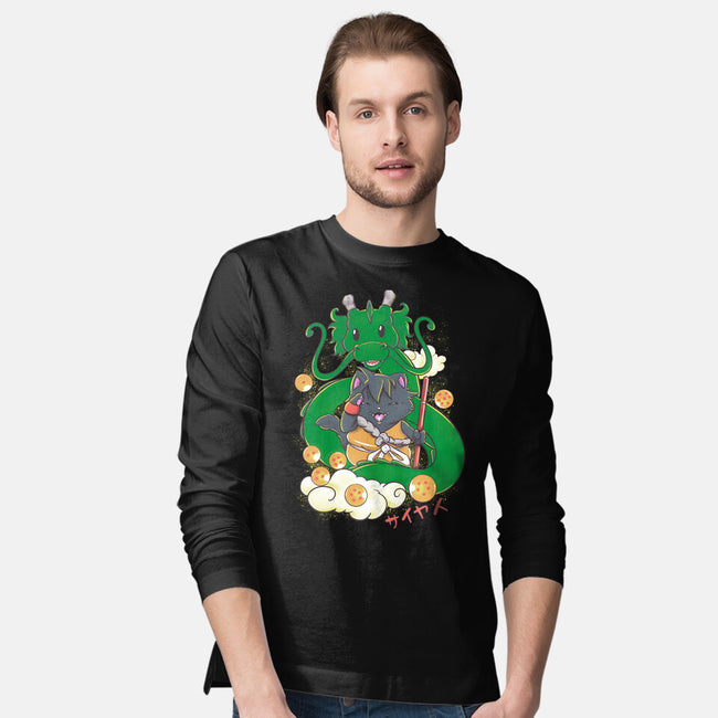 Saiyan Maneki Neko-Mens-Long Sleeved-Tee-ellr