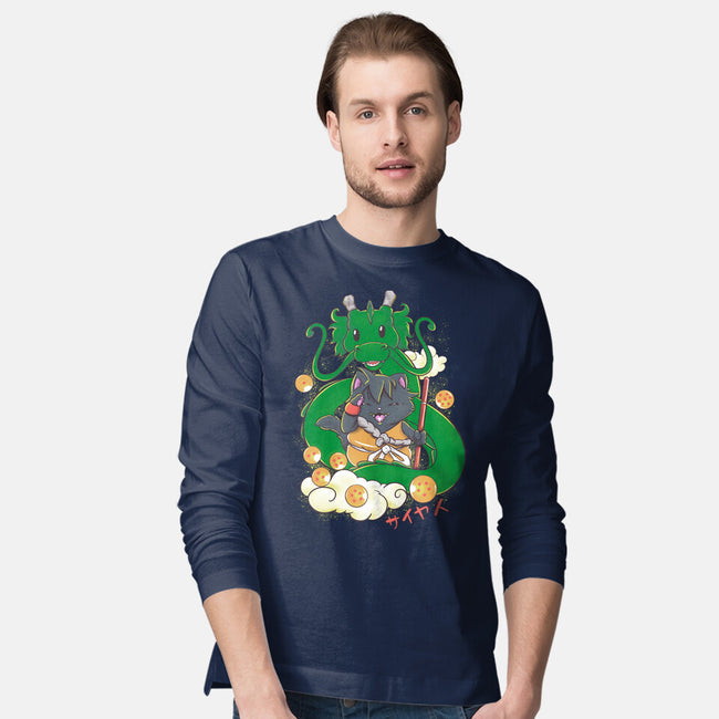 Saiyan Maneki Neko-Mens-Long Sleeved-Tee-ellr