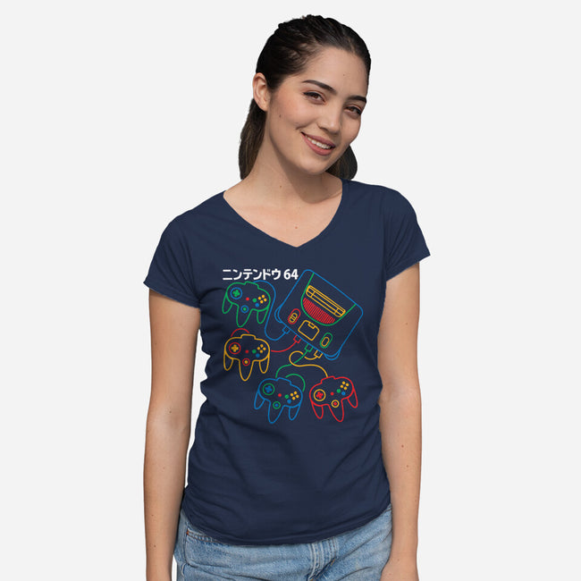 Retro N64-Womens-V-Neck-Tee-dalethesk8er