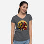 The Adventure Of Deapool And Wolverine-Womens-V-Neck-Tee-sin9lefighter