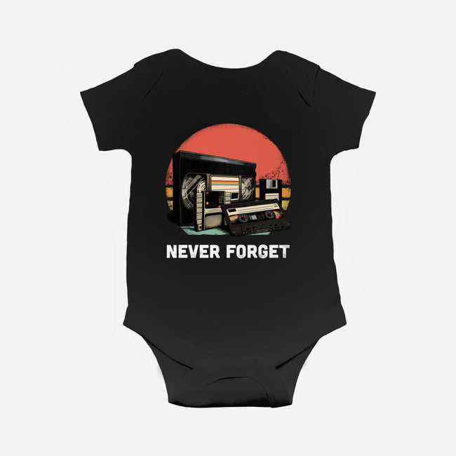 Never Forget Cassette-Baby-Basic-Onesie-GoshWow