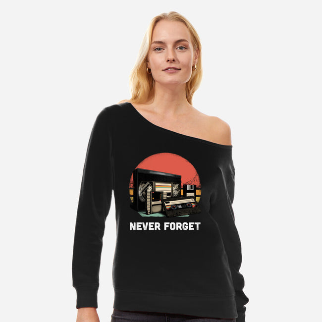 Never Forget Cassette-Womens-Off Shoulder-Sweatshirt-GoshWow