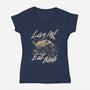 Raccoon Live Fast Eat Trash-Womens-V-Neck-Tee-GoshWow