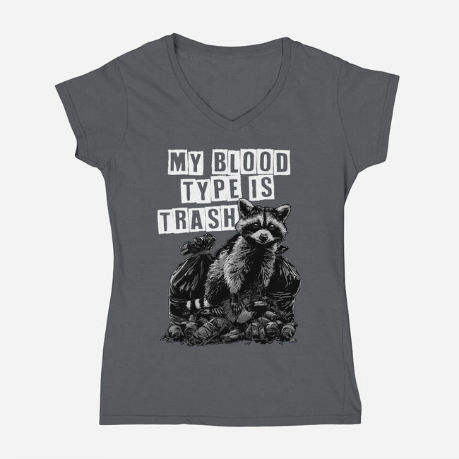 Trash Blood Type-Womens-V-Neck-Tee-GoshWow