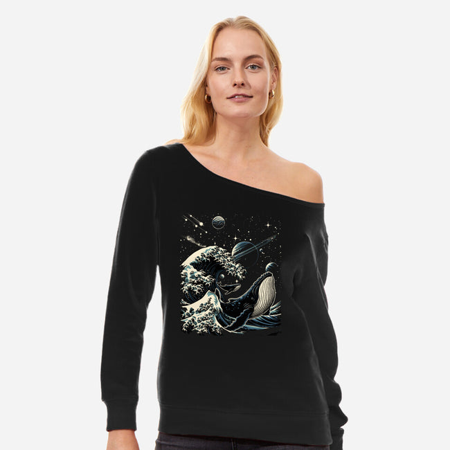 Cosmic Kanagawa-Womens-Off Shoulder-Sweatshirt-GoshWow