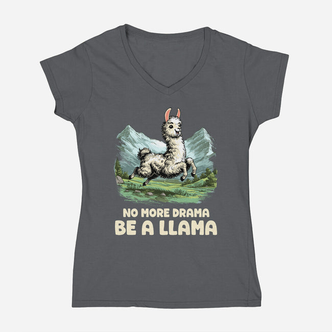 Drama Llama-Womens-V-Neck-Tee-GoshWow