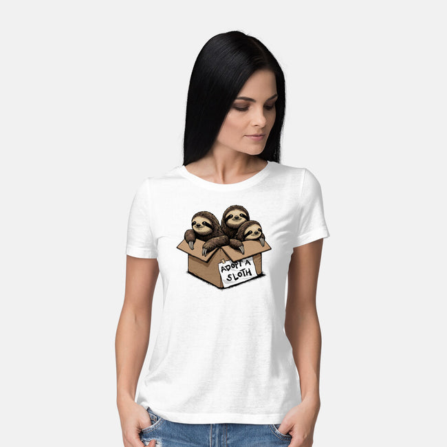 Adopt A Sloth-Womens-Basic-Tee-GoshWow