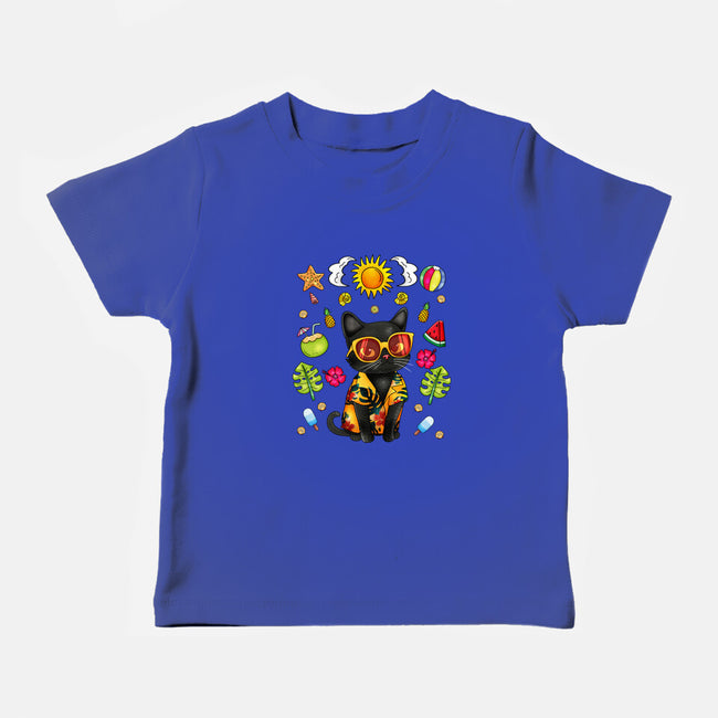 Summer Black Cat-Baby-Basic-Tee-JamesQJO