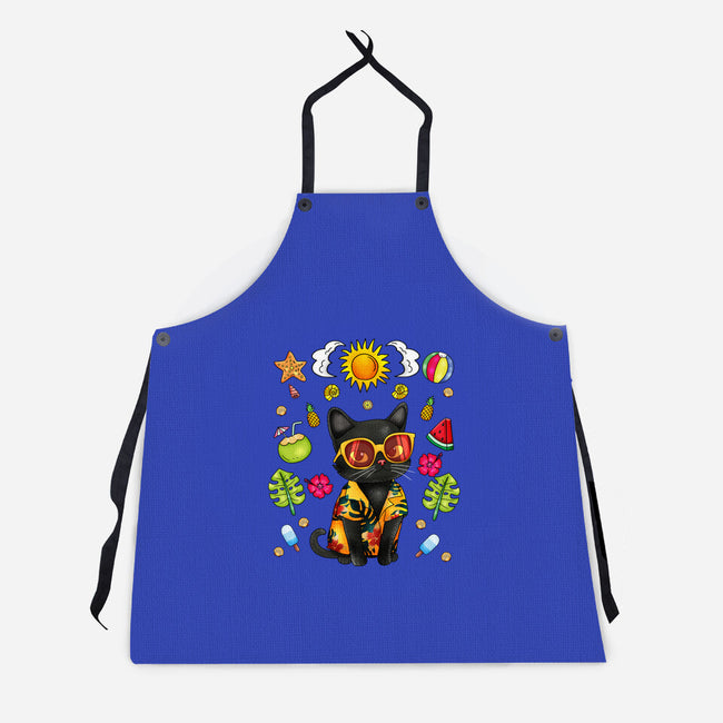 Summer Black Cat-Unisex-Kitchen-Apron-JamesQJO