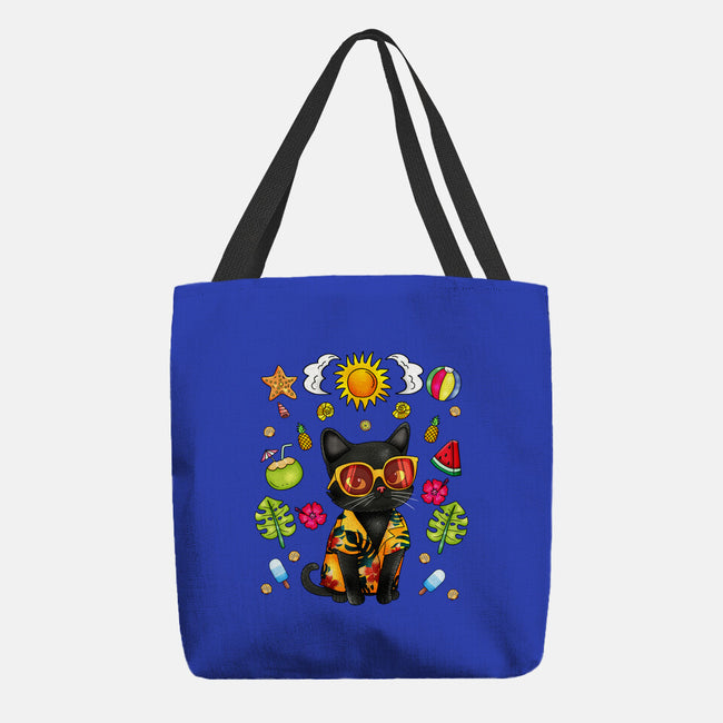 Summer Black Cat-None-Basic Tote-Bag-JamesQJO