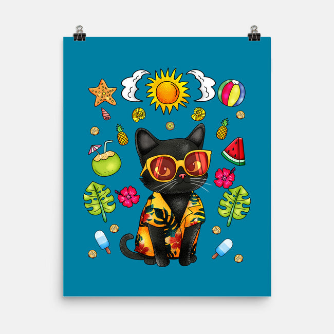 Summer Black Cat-None-Matte-Poster-JamesQJO