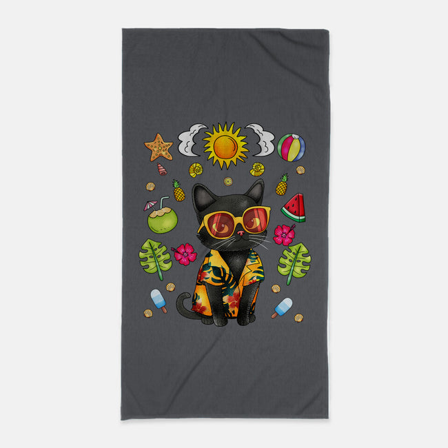 Summer Black Cat-None-Beach-Towel-JamesQJO