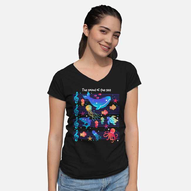 The Sound Of The Sea-Womens-V-Neck-Tee-NemiMakeit