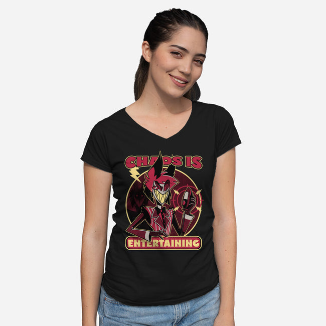 Radio Demon Entertainment-Womens-V-Neck-Tee-Studio Mootant