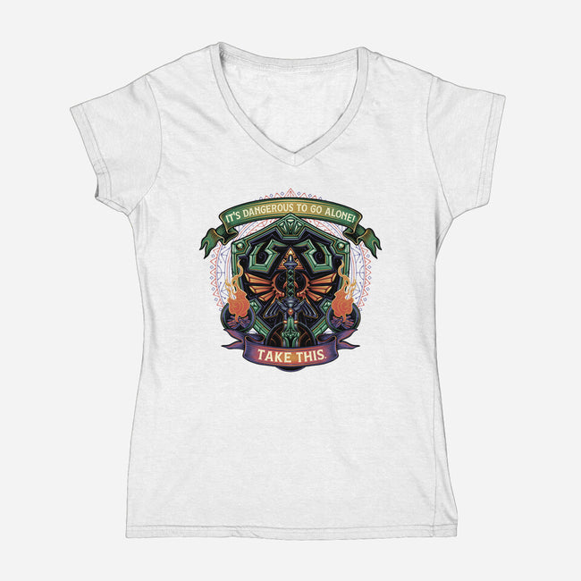 Shield And Sword-Womens-V-Neck-Tee-glitchygorilla