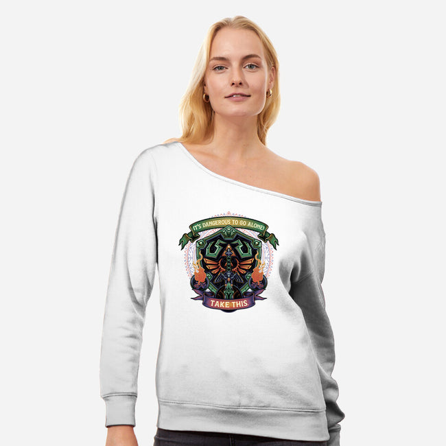 Shield And Sword-Womens-Off Shoulder-Sweatshirt-glitchygorilla