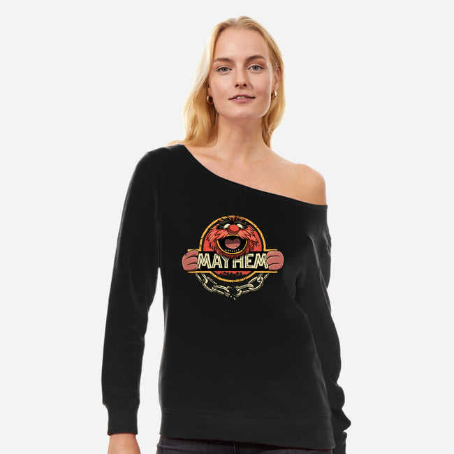 Jurassic Mayhem-Womens-Off Shoulder-Sweatshirt-retrodivision