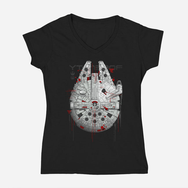 MF Junker-Womens-V-Neck-Tee-silentOp