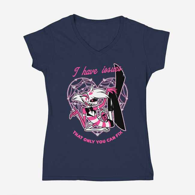 I Have Angel Issues-Womens-V-Neck-Tee-Studio Mootant