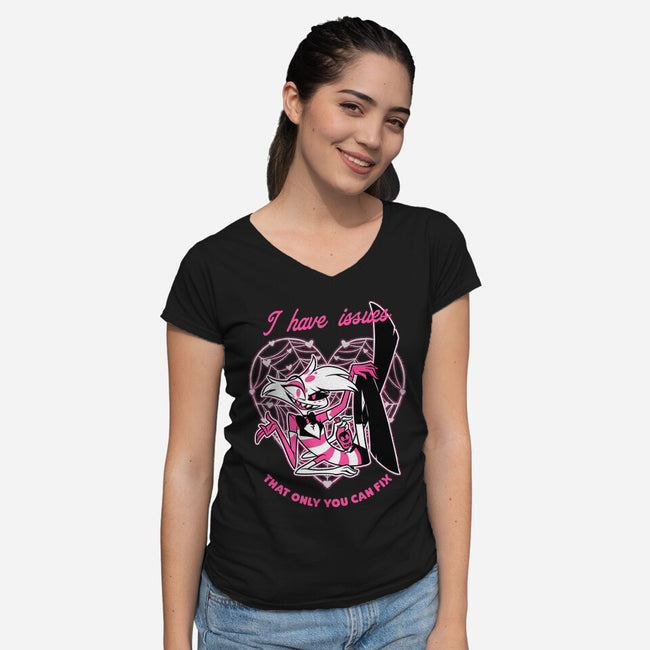 I Have Angel Issues-Womens-V-Neck-Tee-Studio Mootant