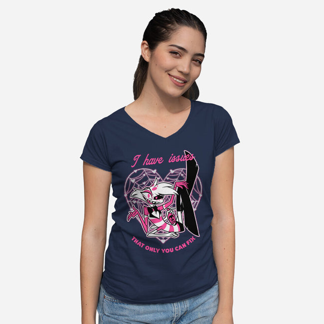 I Have Angel Issues-Womens-V-Neck-Tee-Studio Mootant