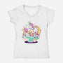 Unicorn Bowl-Womens-V-Neck-Tee-eduely