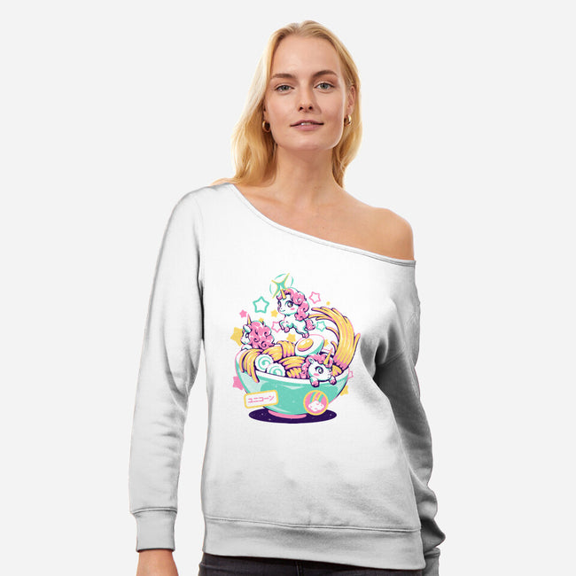 Unicorn Bowl-Womens-Off Shoulder-Sweatshirt-eduely