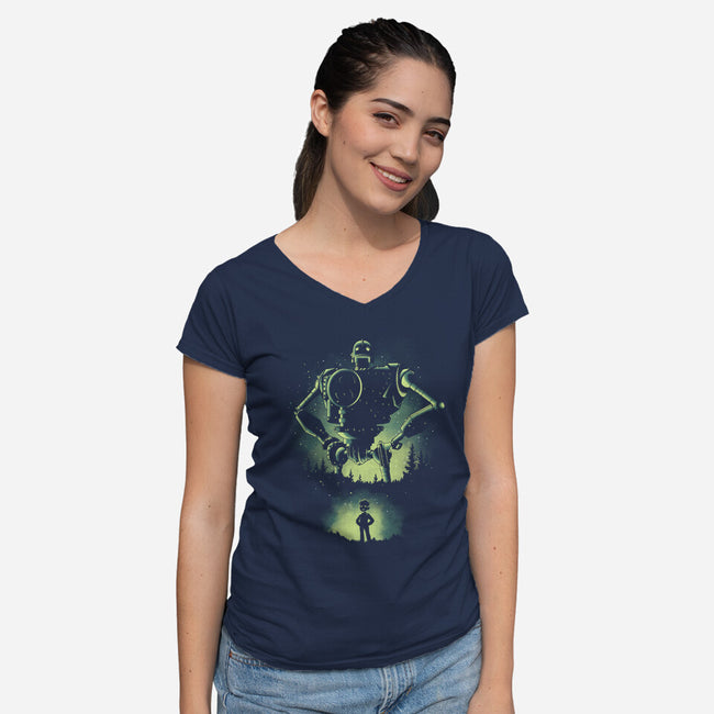 The Iron Hero-Womens-V-Neck-Tee-retrodivision