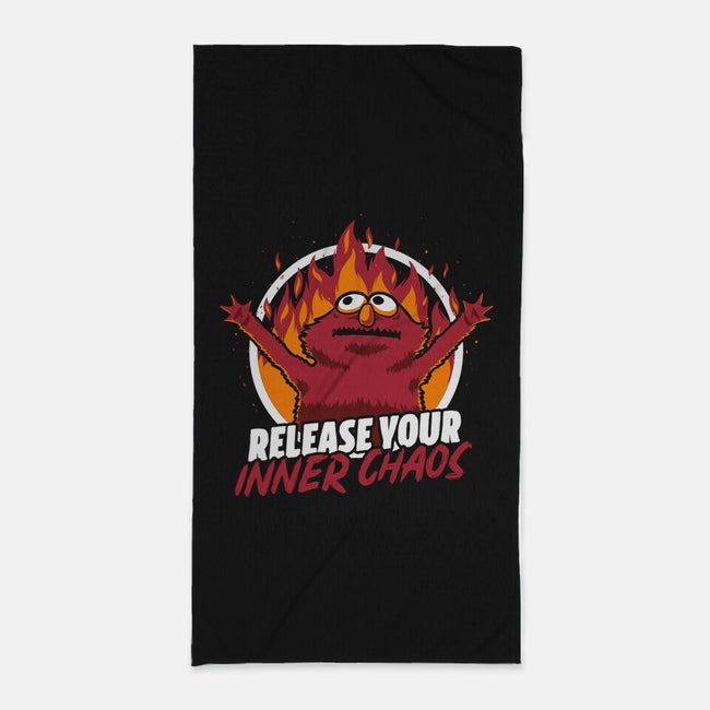 Chaos Puppet Fire-None-Beach-Towel-Studio Mootant