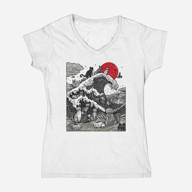 The Great Cat Wave-Womens-V-Neck-Tee-drbutler