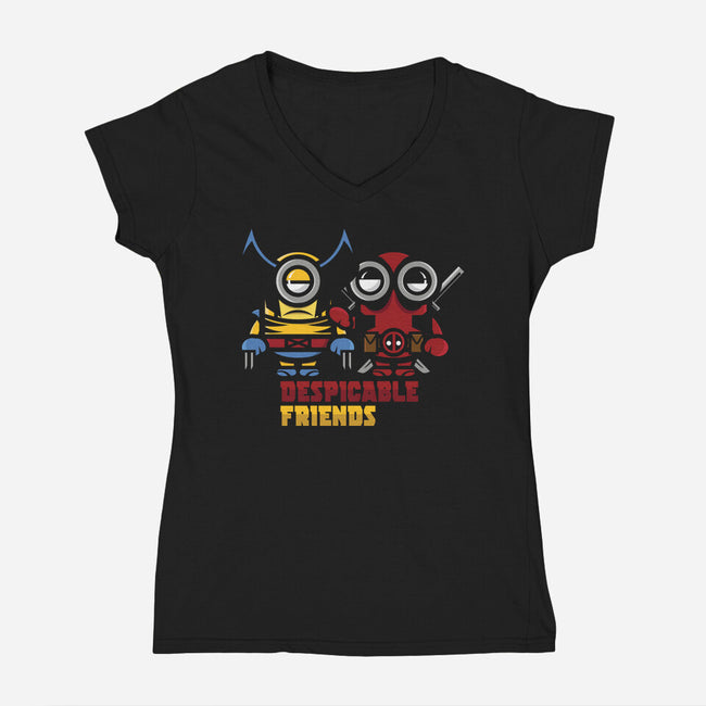 Despicable Friends-Womens-V-Neck-Tee-jrberger