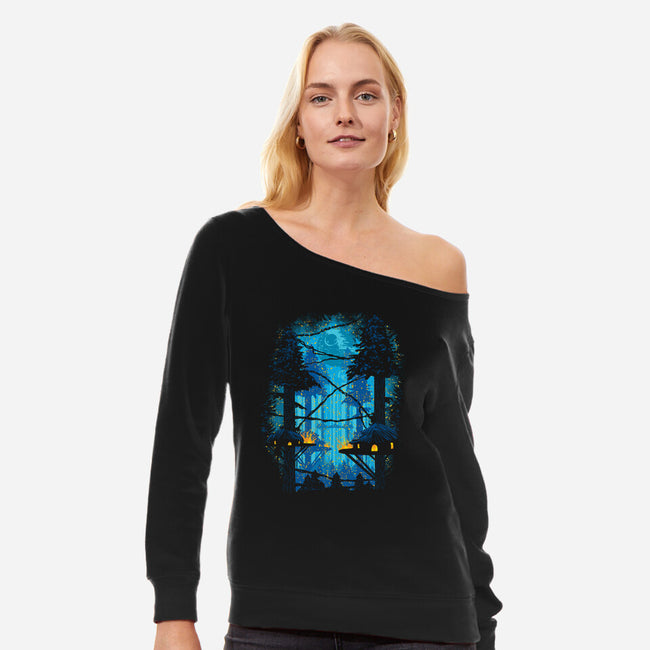 Ewok Village-Womens-Off Shoulder-Sweatshirt-dalethesk8er