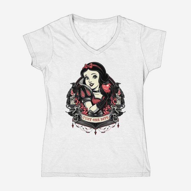 Goth Snow White-Womens-V-Neck-Tee-glitchygorilla