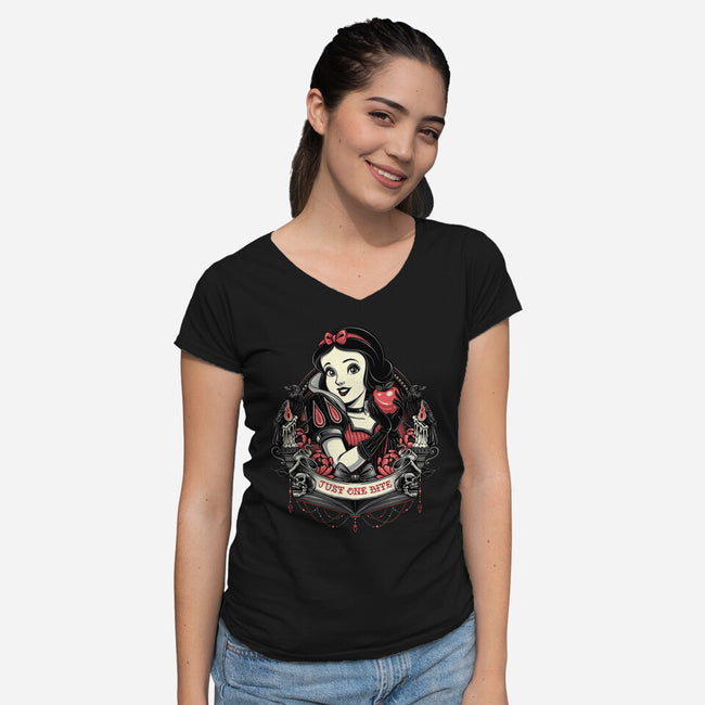 Goth Snow White-Womens-V-Neck-Tee-glitchygorilla