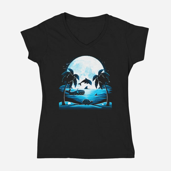 Summer Animals-Womens-V-Neck-Tee-Vallina84