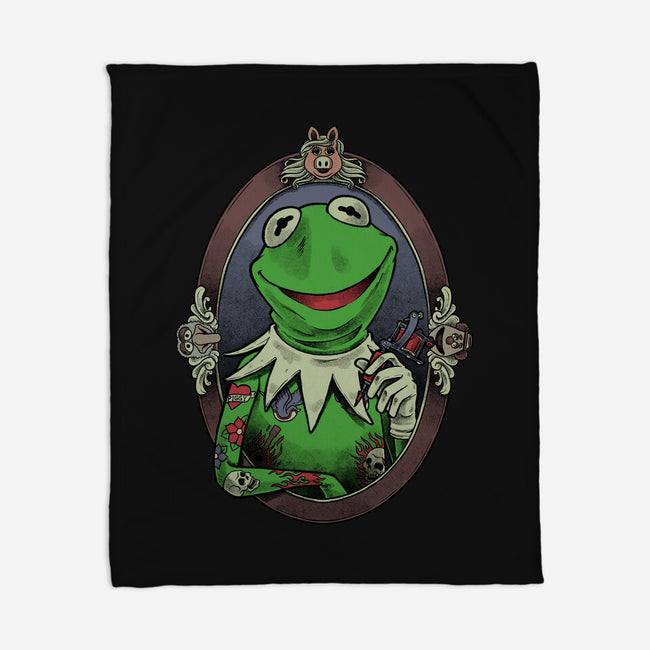 Tattoo Puppet Frog-None-Fleece-Blanket-Studio Mootant