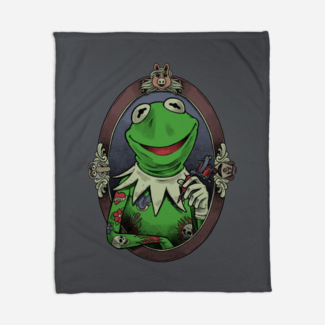 Tattoo Puppet Frog-None-Fleece-Blanket-Studio Mootant