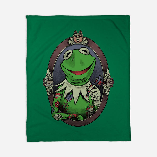 Tattoo Puppet Frog-None-Fleece-Blanket-Studio Mootant