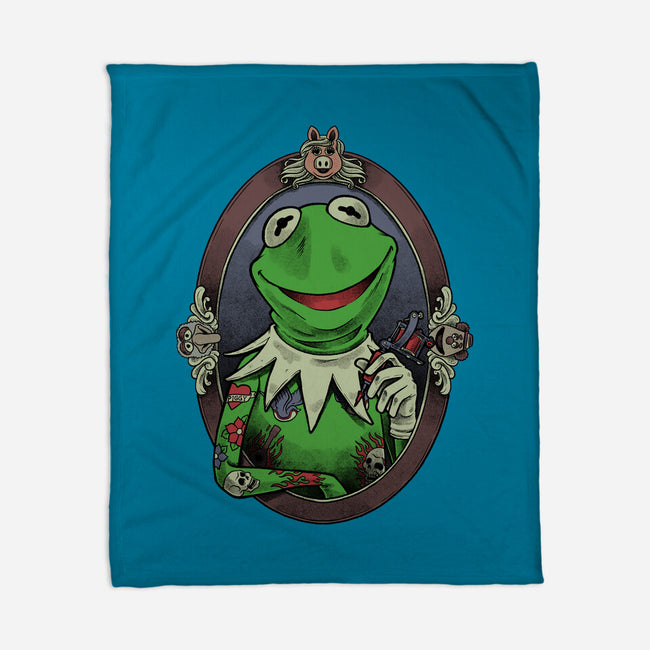 Tattoo Puppet Frog-None-Fleece-Blanket-Studio Mootant