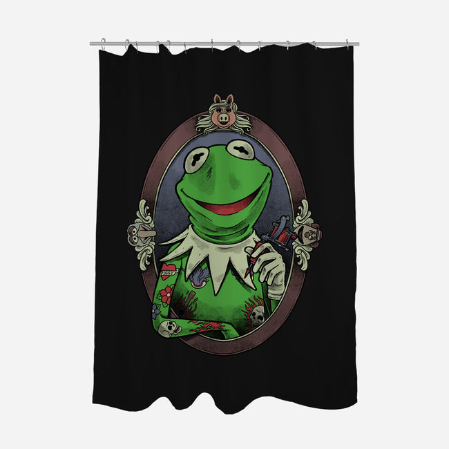 Tattoo Puppet Frog-None-Polyester-Shower Curtain-Studio Mootant