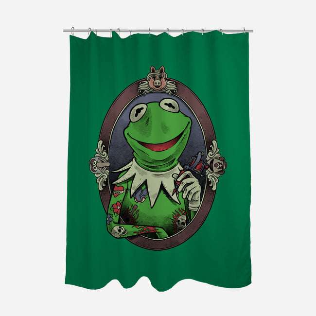 Tattoo Puppet Frog-None-Polyester-Shower Curtain-Studio Mootant